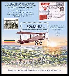 100 years since the opening of the first air mail route Bucharest-Galati-Chisinau S/S
